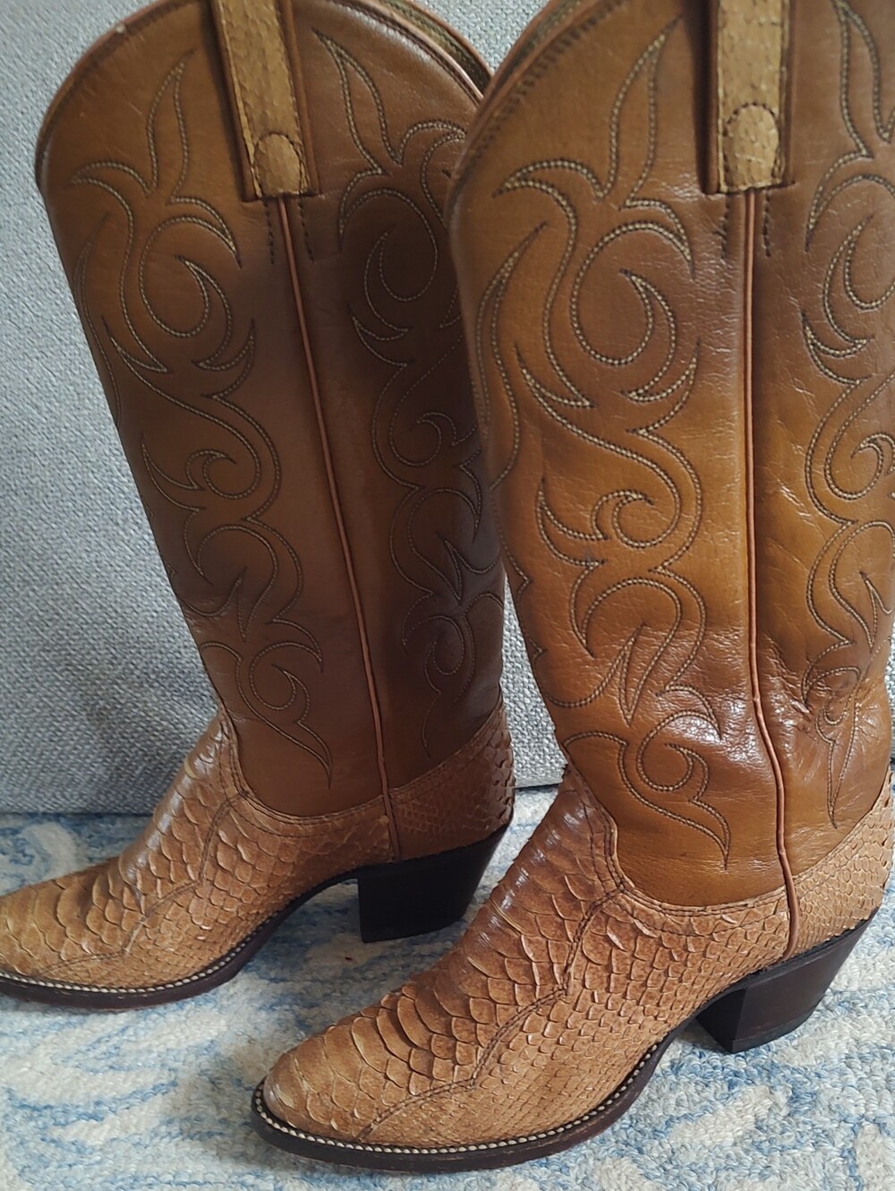 Dan Post Cognac Brown Python Snake Boots - Women's Size 6 C (Custom)